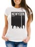 Damen T-Shirt New York Skyline Aufdruck Slim Fit Neverless®preview