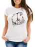 Damen T-Shirt Peace-Symbol Blumen Flowerpower Hippie Boho Bohemian Slim Fit Neverless®preview