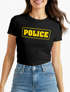 Damen T-Shirt Police Polizei-Kostüm Polizistin Fun-Shirt Fasching Verkleidung Kostüm Karneval Slim Fit Moonworks®preview
