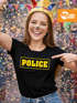 Damen T-Shirt Police Polizei-Kostüm Polizistin Fun-Shirt Fasching Verkleidung Kostüm Karneval Slim Fit Moonworks®preview