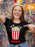 Damen T-Shirt - Popcorn - Fasching Karneval Ersatz Verkleidung Faschingsmuffel Last Minute Kostüm Funshirt Slim Fit Moonworks®preview