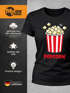 Damen T-Shirt - Popcorn - Fasching Karneval Ersatz Verkleidung Faschingsmuffel Last Minute Kostüm Funshirt Slim Fit Moonworks®preview