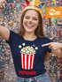 Damen T-Shirt - Popcorn - Fasching Karneval Ersatz Verkleidung Faschingsmuffel Last Minute Kostüm Funshirt Slim Fit Moonworks®preview