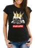 Damen T-Shirt Pug Life Mops mit Krone Slim Fit Moonworks®preview