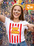 Damen T-Shirt - Retro Kino Jahrmarkt Popcorntüte - Fasching Karneval Ersatz Verkleidung Last Minute Kostüm Funshirt Slim Fit Moonworks®preview