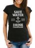 Damen T-Shirt Save water drink Champagne Slim Fit Moonworks®preview