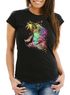 Damen T-Shirt Screaming Lion Natur Farben Bunt Colors Moonworks®preview