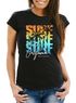 Damen T-Shirt Sommer Surf California Palmen Slim Fit Neverless®preview
