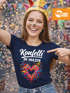 Damen T-Shirt - Spruch Konfetti im Herzen - Fasching Karneval Ersatz Verkleidung Last Minute Kostüm Funshirt Slim Fit Moonworks®preview