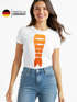 Damen T-Shirt Sushi Kostüm Fasching Karneval Verkleidung Shrimp Garnele Nigiri Slim Fit Moonworks®preview