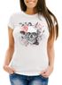 Damen T-Shirt Totenkopf Blumen Flower Skull Boho Schädel Slim Fit Neverless®preview