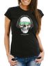 Damen T-Shirt Totenkopf Kopfhörer Musik Party Skull Sonnenbrille Schädel Sounds of Detroit Music Slim Fit Neverless®preview