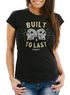 Damen T-Shirt Totenkopf Print Built to last Schriftzug Rocker Biker Racing Design Slim Fit Fashion Streetstyle Neverless® preview
