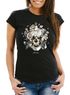 Damen T-Shirt Totenkopf Rosen Skull Roses Schädel Slim Fit Neverless®preview