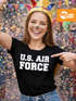 Damen T-Shirt U.S. Air Force Fun-Shirt Fasching Verkleidung Karneval Kostüm Slim Fit Moonworks®preview