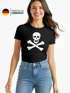 Damen T-Shirt Verkleidung einfach Pirat Piratin Skull Jolly Roger Edward England Fasching Fun-Shirt Moonworks®preview