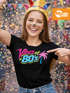 Damen T-Shirt - Vibes of the 80s - Fasching Karneval Ersatz Verkleidung Last Minute Kostüm Funshirt Slim Fit Moonworks®preview