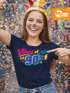 Damen T-Shirt - Vibes of the 90s - Fasching Karneval Ersatz Verkleidung 90er Jahre Motto Last Minute Kostüm Funshirt Slim Fit Moonworks®preview