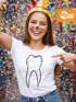 Damen T-Shirt Zahnfee Kostüm Fasching Karneval Fastnacht Zahn Fun-Shirt Slim Fit Moonworks®preview