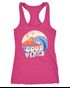 Damen Tank-Top Good Vibes Welle Hippie Slogan Statement Surf Design Vintage Retro Racerback Neverless®preview