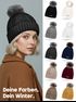 Damen Wintermütze mit Fleece Gefüttert Warm & Winddicht Strickmütze Bommelmütze Model 1980 Neverless®preview