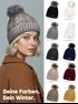 Damen Wintermütze mit Fleece Gefüttert Warm & Winddicht Strickmütze Bommelmütze Model 1980 Neverless®preview