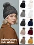 Damen Wintermütze mit Fleece Gefüttert Warm & Winddicht Strickmütze Bommelmütze Model 1980 Neverless®preview