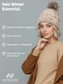 Damen Wintermütze mit Fleece Gefüttert Warm & Winddicht Strickmütze Bommelmütze Model 1980 Neverless®preview
