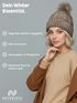 Damen Wintermütze mit Fleece Gefüttert Warm & Winddicht Strickmütze Bommelmütze Model 1980 Neverless®preview
