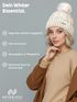 Damen Wintermütze mit Fleece Gefüttert Warm & Winddicht Strickmütze Bommelmütze Model 1980 Neverless®preview