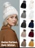 Damen Wintermütze mit Fleece Gefüttert Warm & Winddicht Strickmütze Bommelmütze Model 1980 Neverless®preview