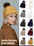 Damen Wintermütze mit Fleece Gefüttert Warm & Winddicht Strickmütze Bommelmütze Model 1980 Neverless®preview