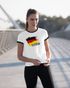 Damen WM-Shirt Deutschland Fußball EM 2024 Fußballeuropameisterschaft Deutschlandshirt Deutschlandflagge Retro Moonworks®preview
