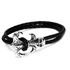 Echtleder-Armband Fleur de Lis Totenkopf Skull Rindsleder geflochten schwarz Edelstahl Herren Damen Autiga®preview