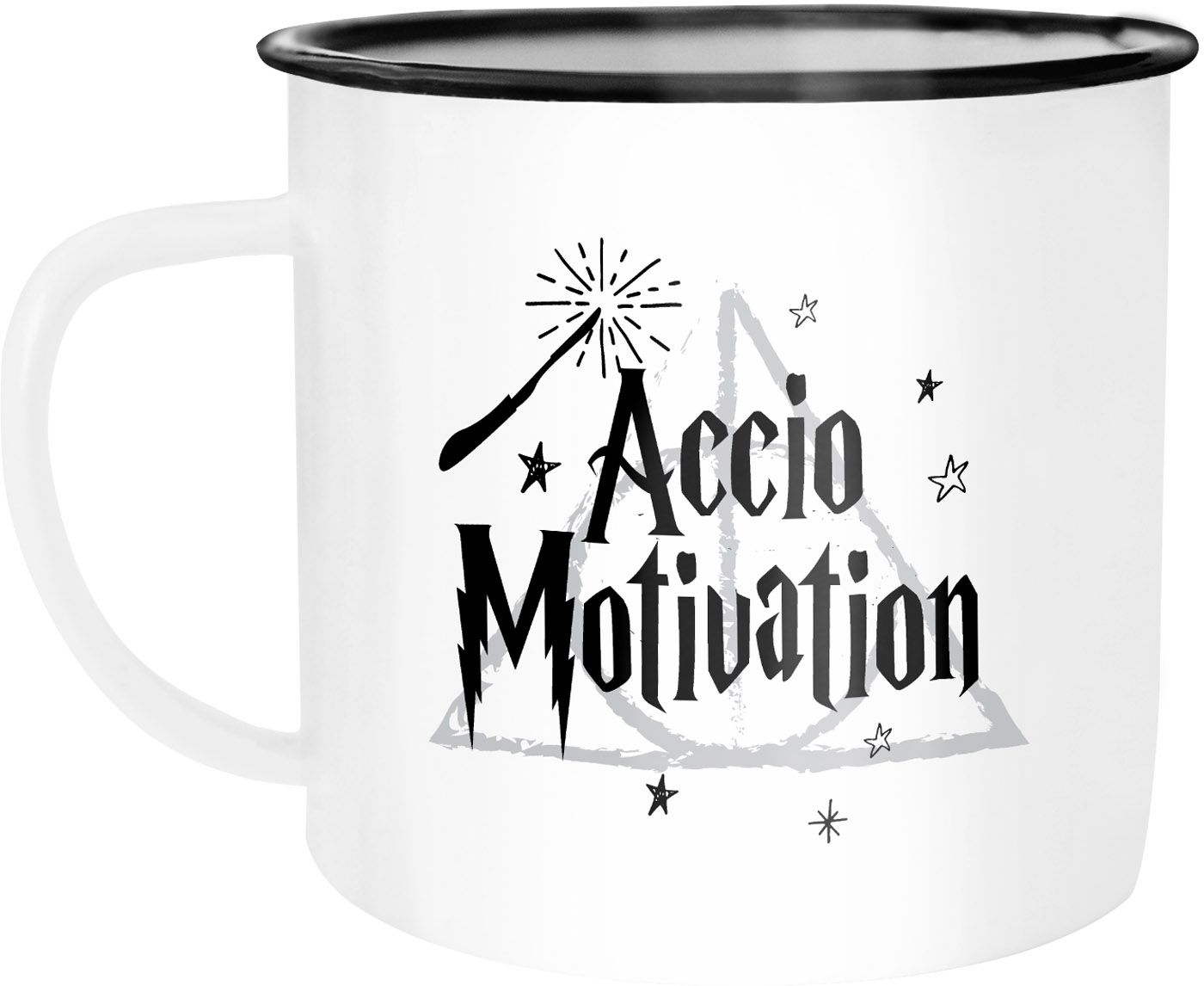 Emaille Tasse Becher Accio Motivation Zauberspruch Spruch Kaffeetasse Moonworks®