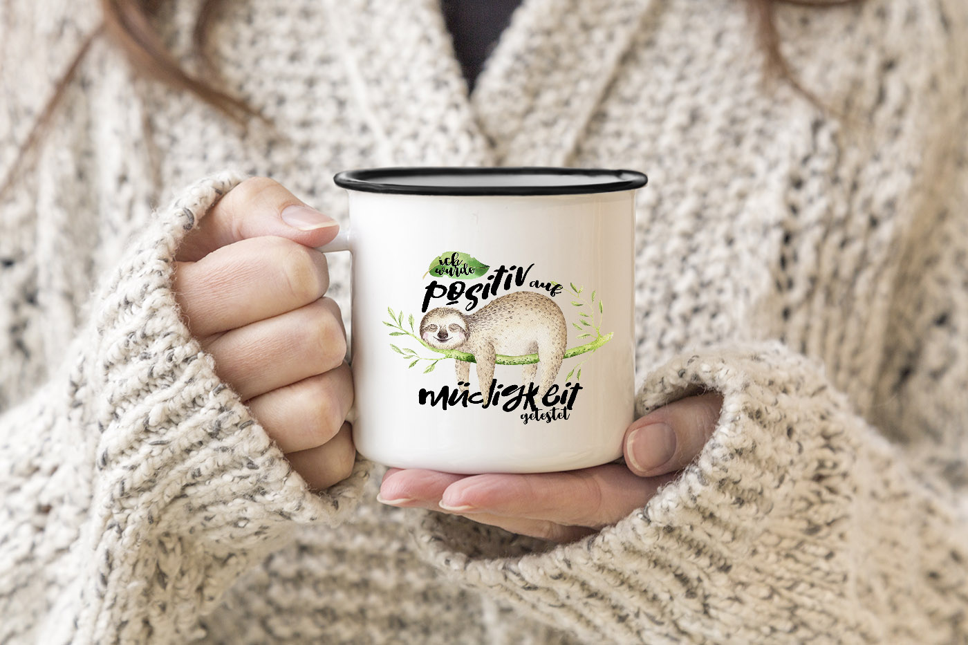 Ich Wurde Positiv Auf Müde Getestet Emaille Tasse Becher Faultier Ich wurde positiv auf Müde getestet Sloth