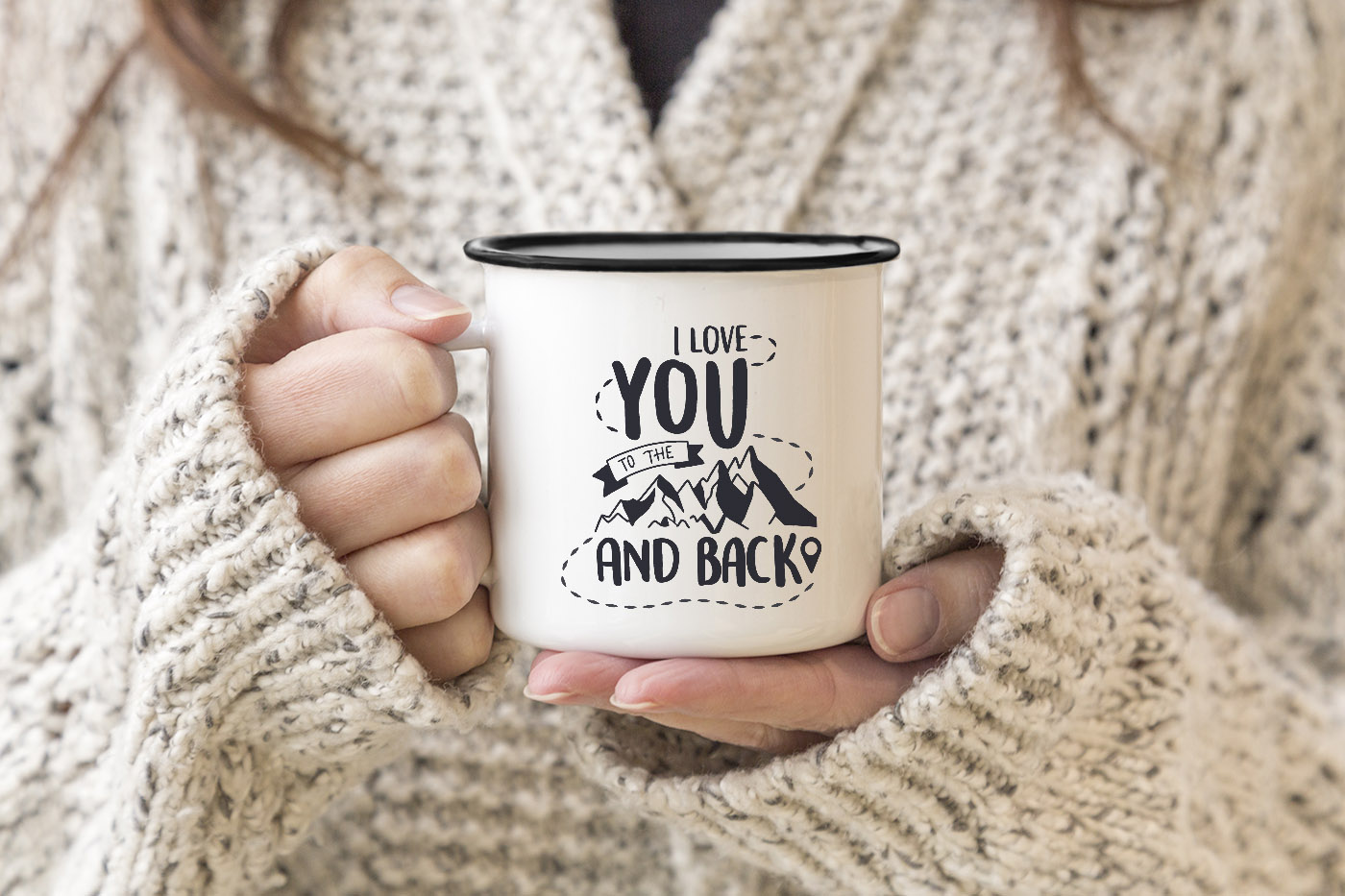 Moonworks Emaille-Tasse „Ich. Du. Passt.“ – Weiß-schwarzes Design, 300 Ml, Bruchfest, Für Indoor & Outdoor