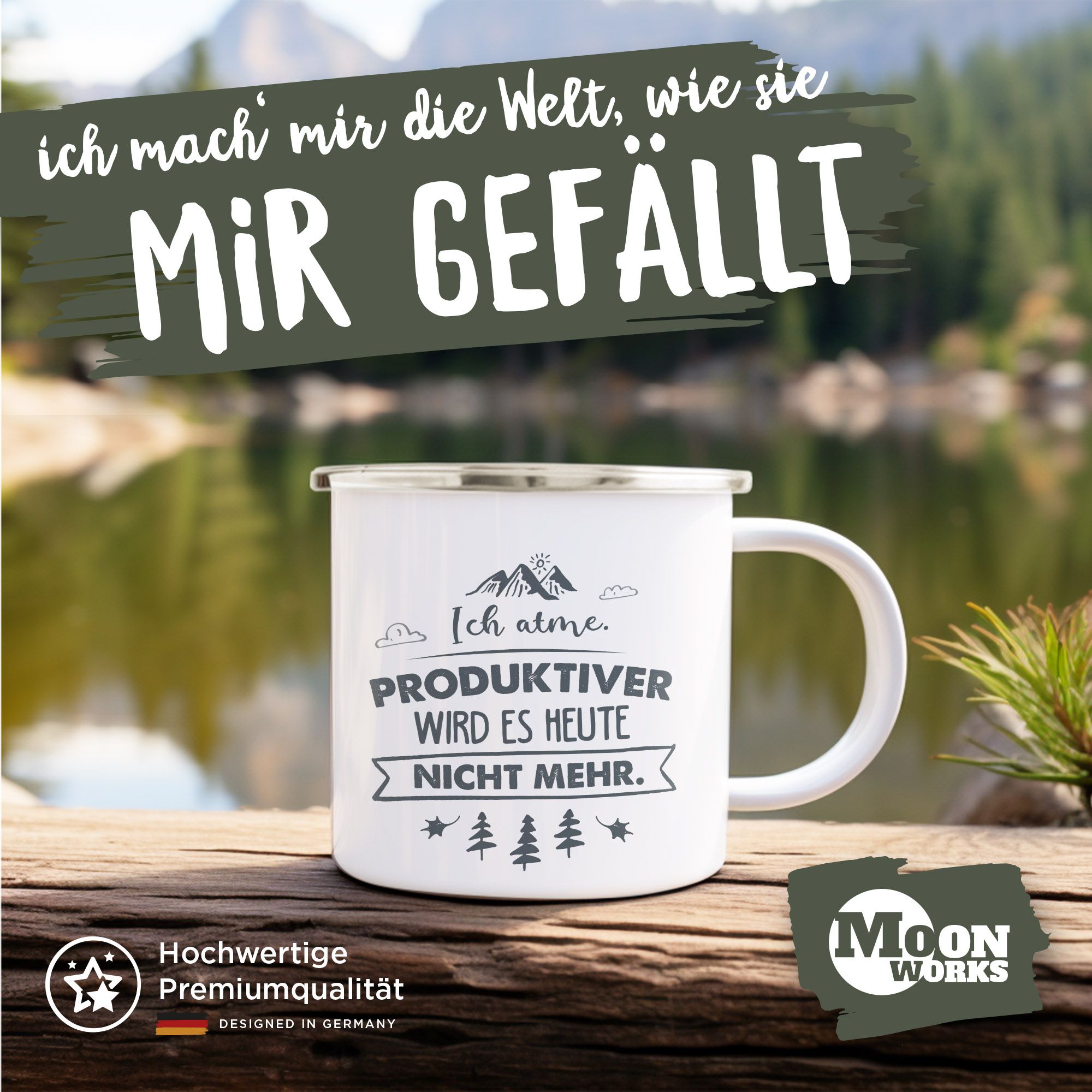 Emaille Tasse Becher Ich Atme Produktiver Wird Es Heute Nicht Mehr