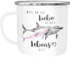 Emaille Tasse Becher Liebe meines Lebens Delfin Delphin Watercolor Liebe Spruch Geschenk Kaffeetasse Moonworks®preview