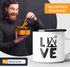 Emaille Tasse Becher Love Camping Outdoor Design Zelt-Motiv Travelling Trekking Kaffeetasse Moonworks®preview