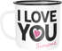Emaille-Tasse Becher mit anpassbarem Namen und I love you Aufdruck Herz personalisierte Geschenke Liebesgeschenk Jahrestag SpecialMe®preview