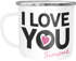Emaille-Tasse Becher mit anpassbarem Namen und I love you Aufdruck Herz personalisierte Geschenke Liebesgeschenk Jahrestag SpecialMe®preview