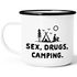 Emaille Tasse Becher Outdoor Design lustig Sex Drugs Camping Travelling Trekking Kaffeetasse Moonworks®preview
