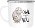 Emaille Tasse Becher Owl I need is you All i need is you Liebe Spruch Love Quote lustig verliebt Freund Freundin Kaffeetasse Moonworks®preview