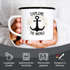 Emaille Tasse Becher Spruch Explore the world Anker Motiv Camping Trekking Kaffeetasse Moonworks®preview