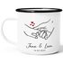 Emaille-Tasse Geschenk Liebe Motiv Hände Herzen personalisierbar mit Namen und Datum SpecialMe®preview