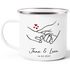 Emaille-Tasse Geschenk Liebe Motiv Hände Herzen personalisierbar mit Namen und Datum SpecialMe®preview