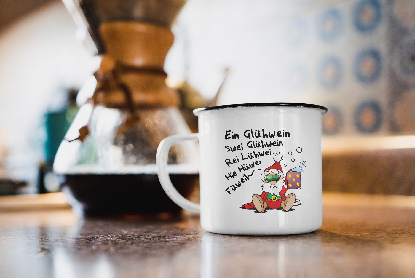 EmailleTasse Glühwein Spruch Weihnachten Weihnachtsmarkt Nikolaus