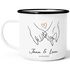 Emaille-Tasse Liebe personalisiert mit Name und Datum Hände Paar Herz Liebes-Geschenk Partner SpecialMe®preview