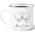 Emaille-Tasse Liebe personalisiert mit Name und Datum Hände Paar Herz Liebes-Geschenk Partner SpecialMe®preview